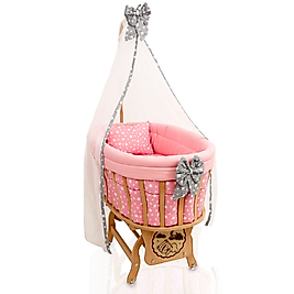 AHŞAP SEPET BEŞİK ( PEMBE)