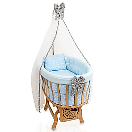 AHŞAP SEPET BEŞİK ( MAVİ)