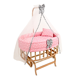 AMEDAN ANNE YANI AHŞAP BEŞİK 2 KADEMELİ ( PEMBE)