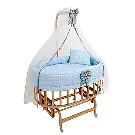 AMEDAN ANNE YANI AHŞAP BEŞİK 2 KADEMELİ ( MAVİ)