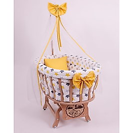 AHŞAP SEPET BEŞİK ( SARI)