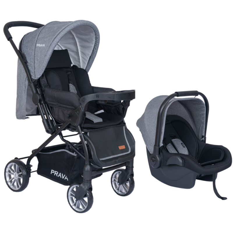 PRAVA DREAM PUSETLİ BEBEK ARABASI (SİYAH-GRİ) - ÇİFT YÖNLÜ KULLANIM