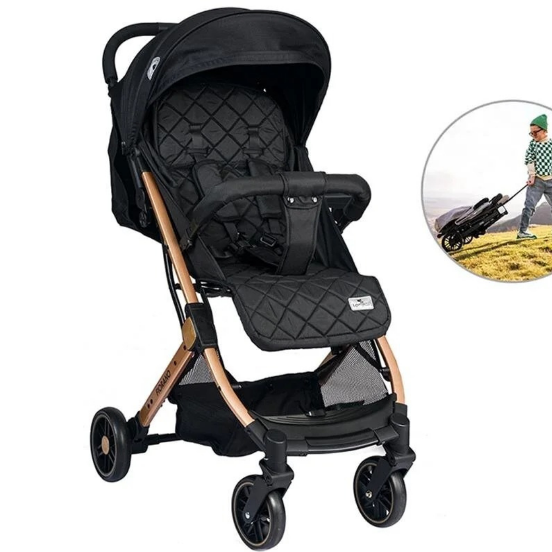 LORELLİ FİORANO LÜX KABİN BOY BEBEK ARABASI (SİYAH) - KOMPAKT VE ŞIK TASARIM