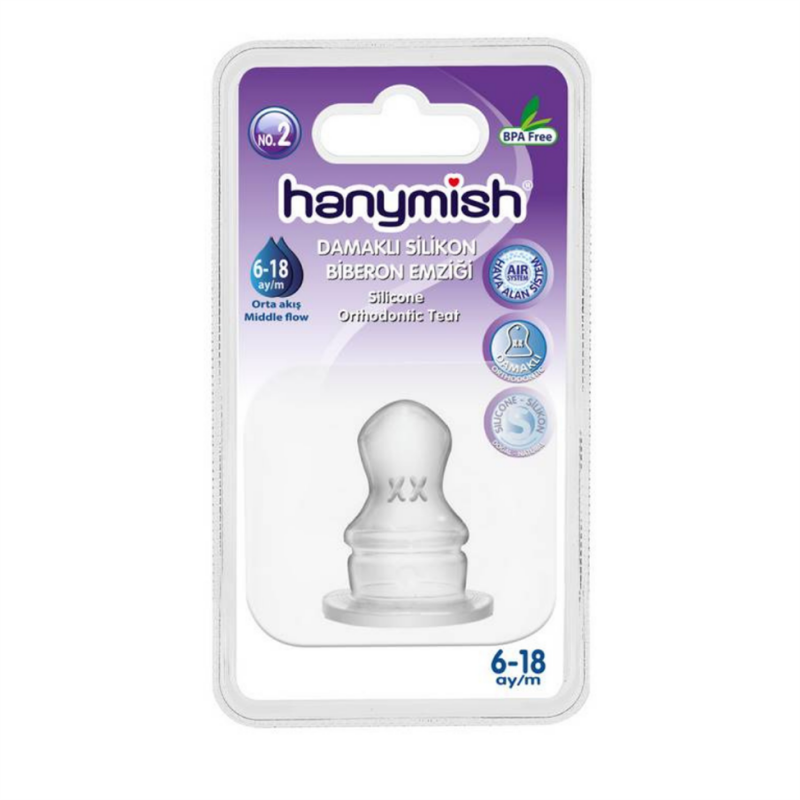 HANYMISH DAMAKLI SİLİKON BİBERON EMZİĞİ 6-18 AY