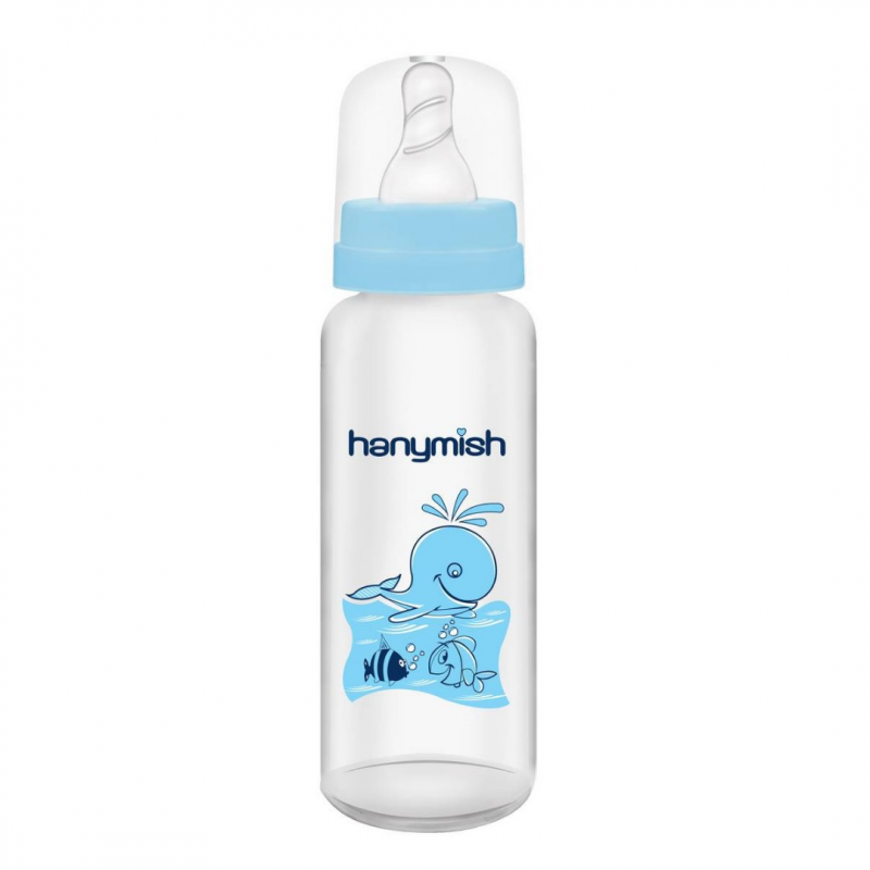 HANYMISH BÜYÜK PP BİBERON 240 ML ( MAVİ) 0-6 AY