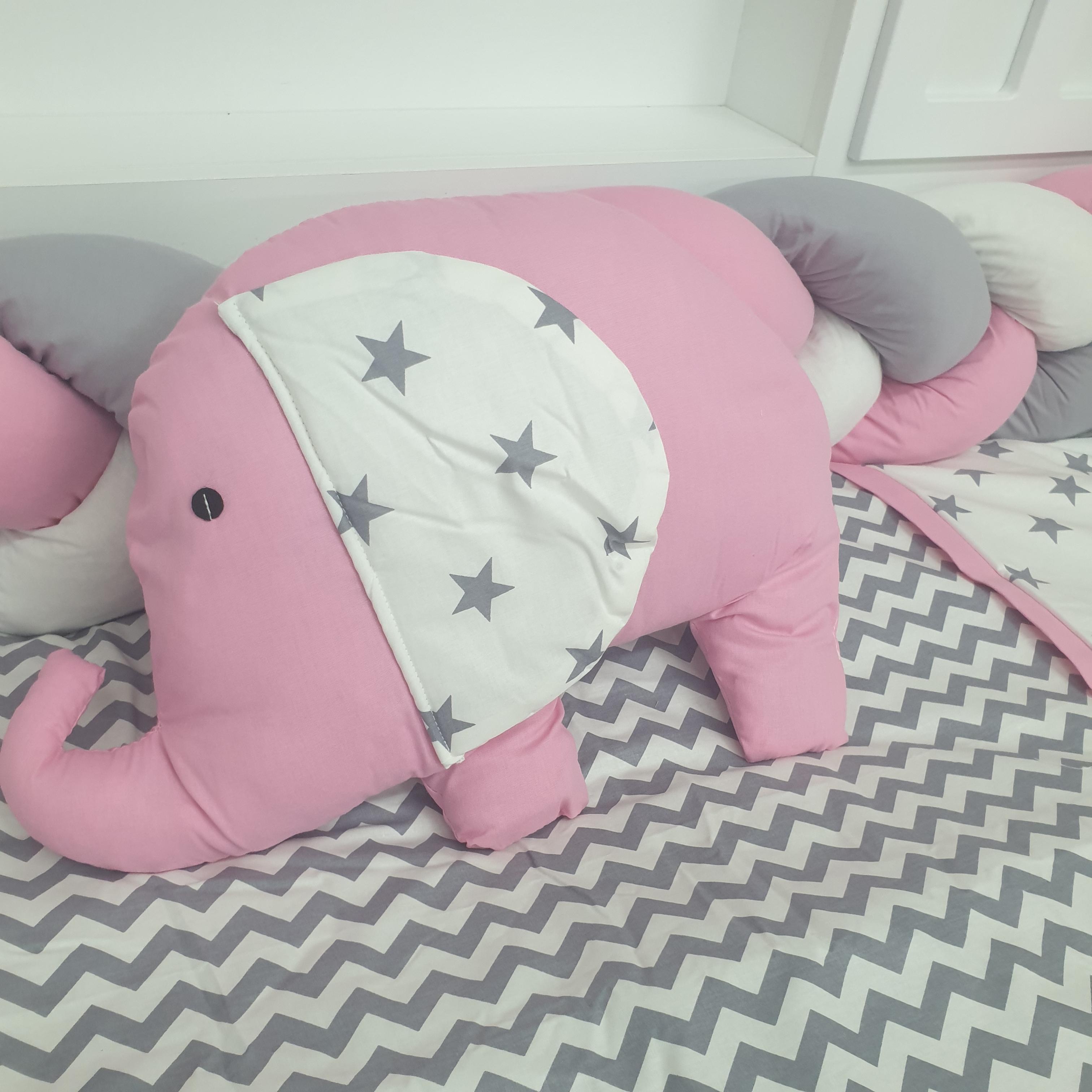 YILDIZLI FİL MODEL LÜX MONTESSORİ UYKU SETİ (PEMBE)