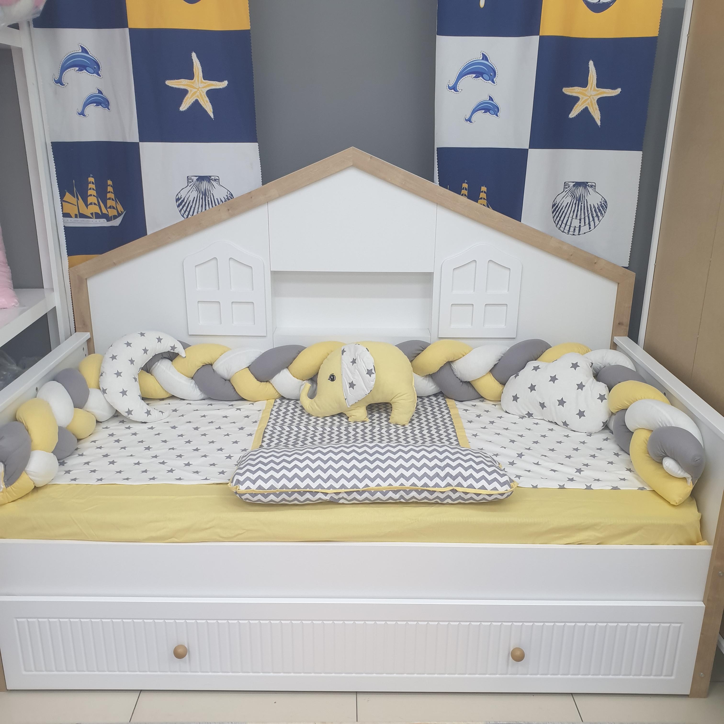 YILDIZLI FİL MODEL LÜX MONTESSORİ UYKU SETİ (SARI)